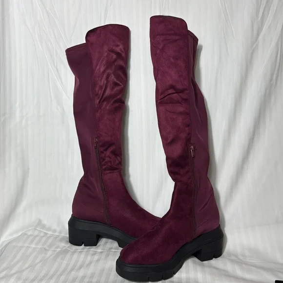 Charlotte Russe OVER THE KNEE BOOTS - BURGUNDY Women's Size 9 NWT - Picture 4 of 9